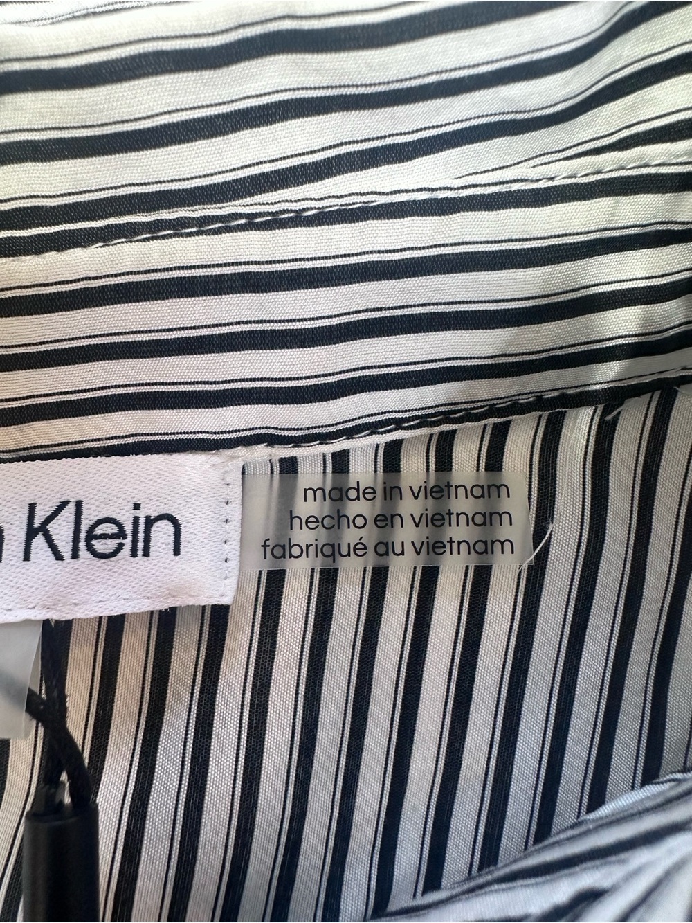 Calvin Klein NWT Women’s Size 10 Black White Stripe Belted Maxi Collared Dress - Picture 10 of 12
